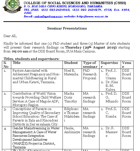 29 aug seminar presentations